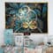 Designart - Symmetrical Blue Gold Fractal Flower - Abstract Print On Framed Canvas